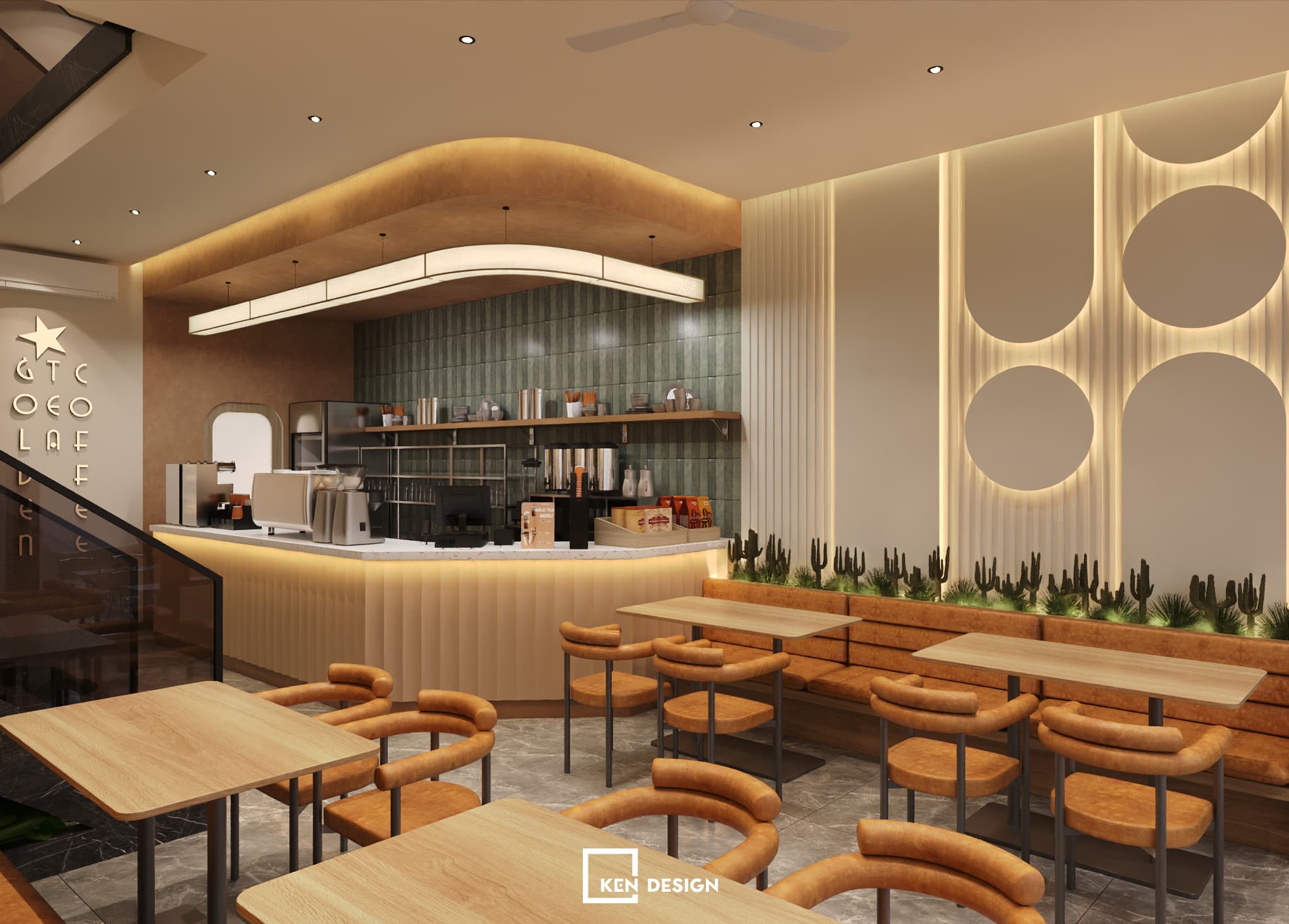 Thiết kế quán Golden tea & coffee tại Hưng Yên